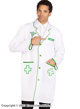 Doktor, maskerad-kavaj med fickor, knappar och långa ärmar